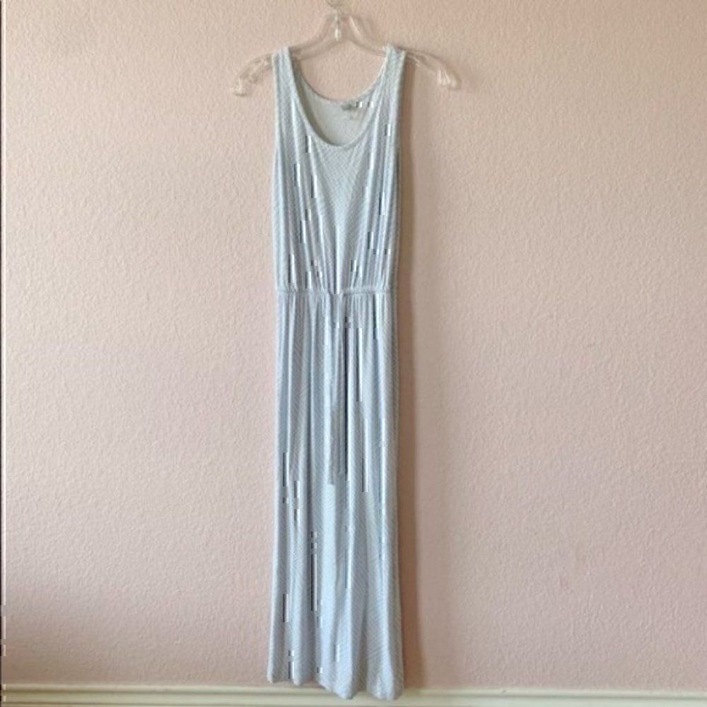 Uniqlo Womens Sleeveless Maxi Dress Blue White Size XS Drawstring Waist